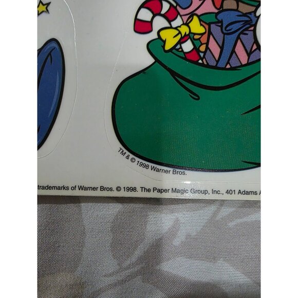 NOS Looney Tunes Taz Bugs Tweet Christmas Window Static Clings VINTAGE New 1998 - Picture 2 of 6